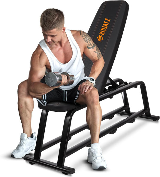 SQUATZ Adjustable Bench for Home Gym - Versatile Weight Bench for Men & Women - Ergonomic Workout Bench for Bench Press & Full Body Exercise - Heavy-Duty Steel, Non-Slip Design