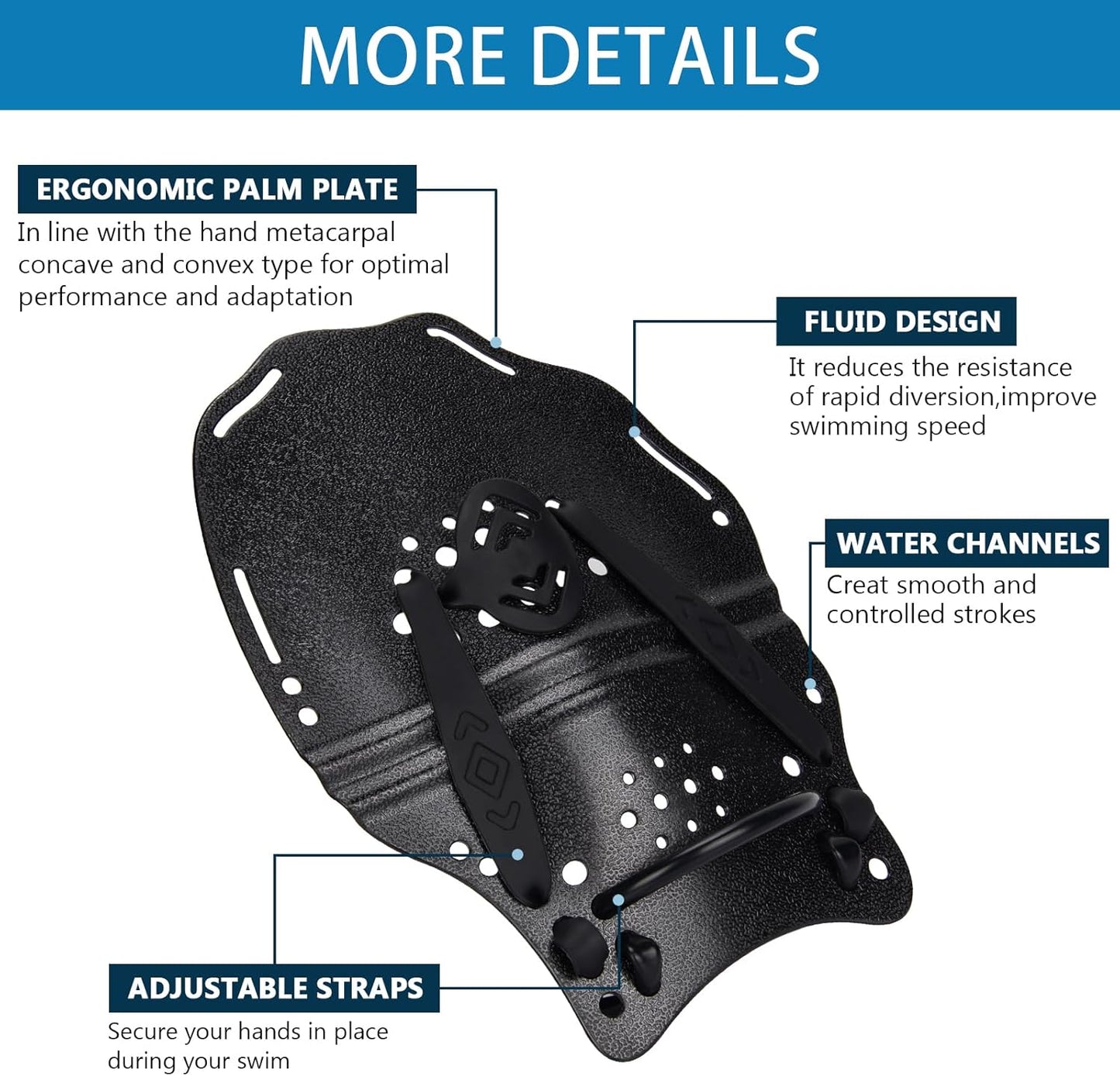 Hikeen Swim Paddle Hand for Adult and Junior, Swim Training Hand Paddles with Adjustable Straps, Swimming Hand Paddles for Training