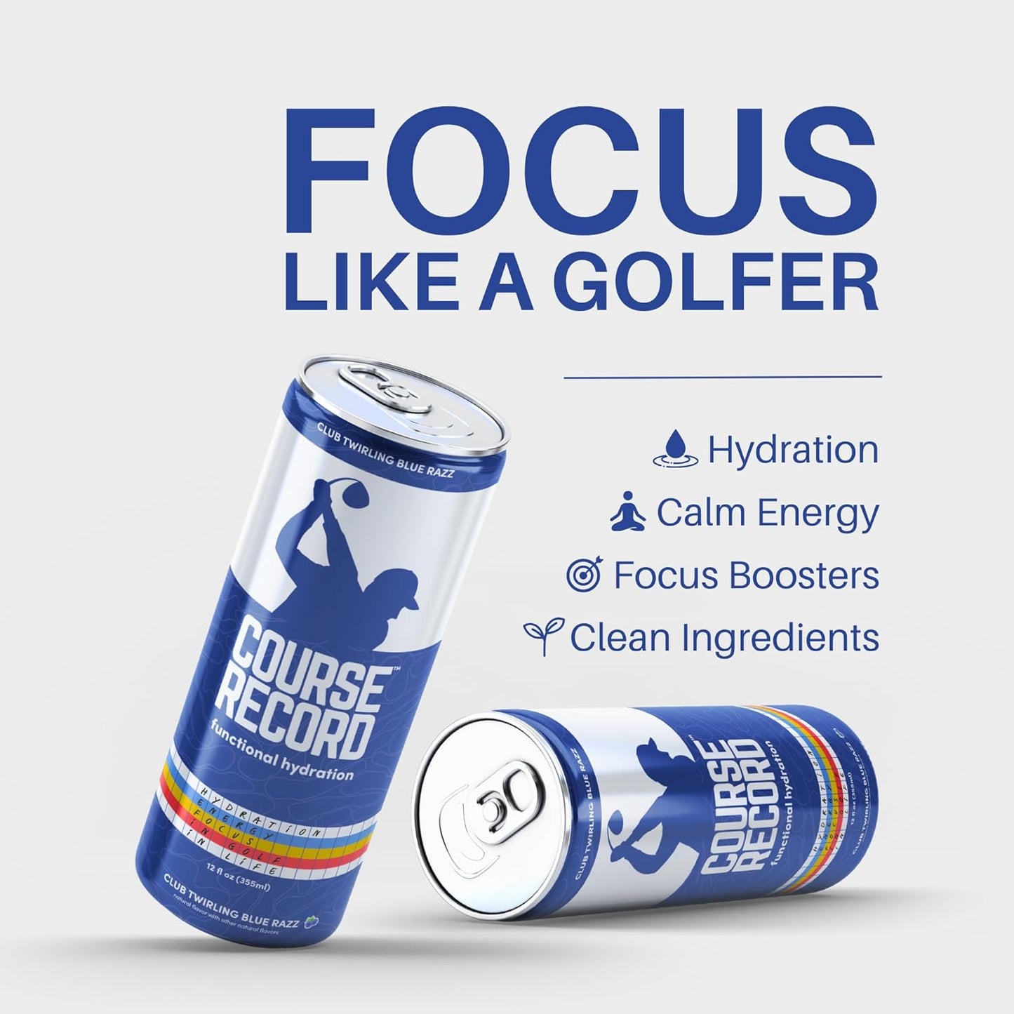 Functional Hydration Drink for Golfers – COURSE RECORD Variety Pack – Electrolytes, Calm Energy & Focus – Healthy Sports Drink – 12-Pack (12oz Cans) – Low Sugar, Low Caffeine