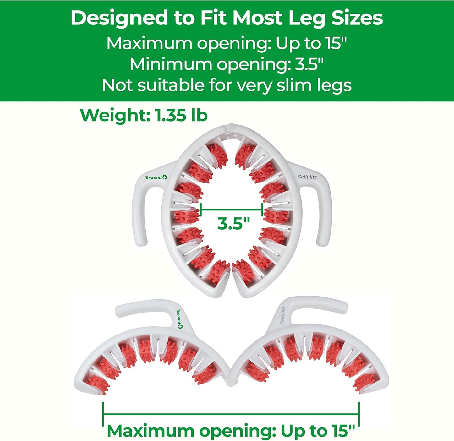 TESMED Cellulite Manual Massager : Made in Italy, Patented with Converging & Diverging Roller Technology. Anti Cellulite Roller for Thighs and Buttock