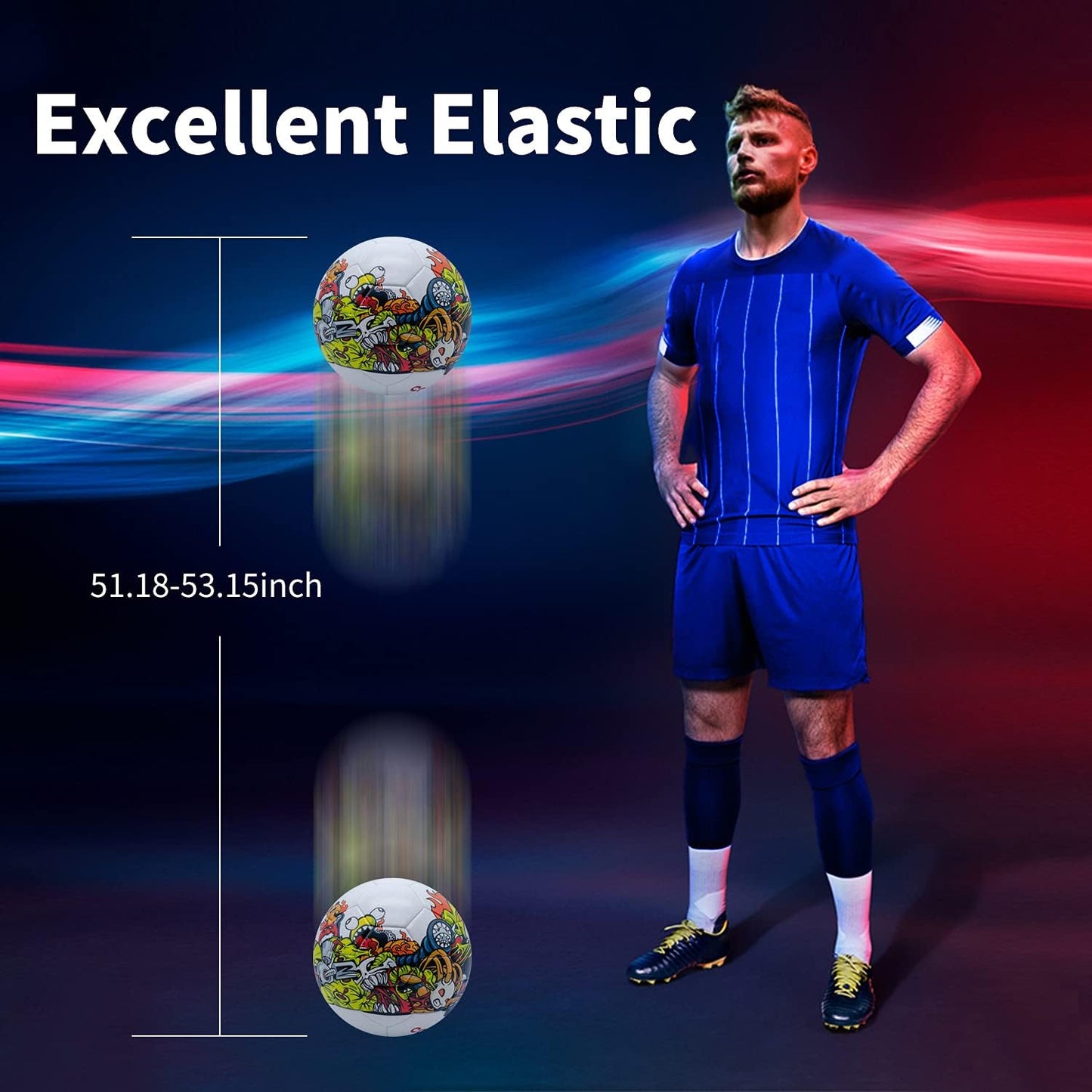 SHOKE Soccer Ball Size 5 Graffiti Cartoon Surface 32 Panels Slip Resistant Recreation Practice Soccer Ball, Outdoor & Indoor Cartoon Soccer Balls for Youth Girl and Adult