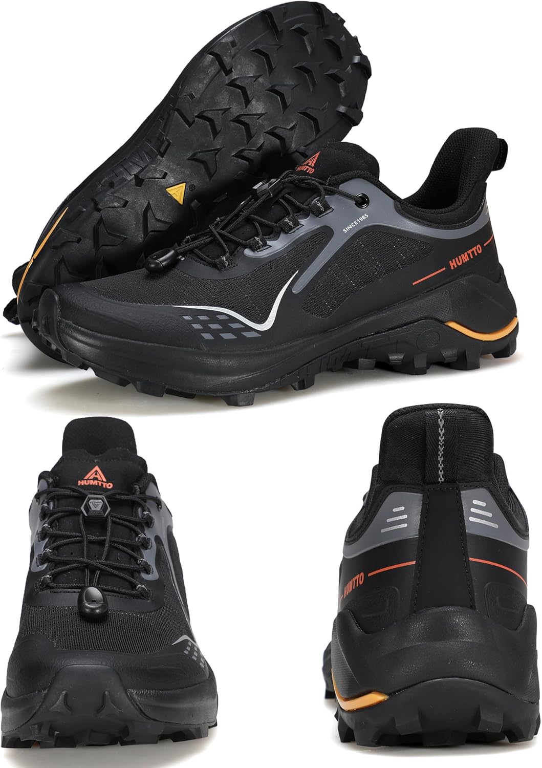HUMTTO Men's Quick Laces Hiking Sneaker Lightweight Breathable Walking Outdoors Trail Running Shoes