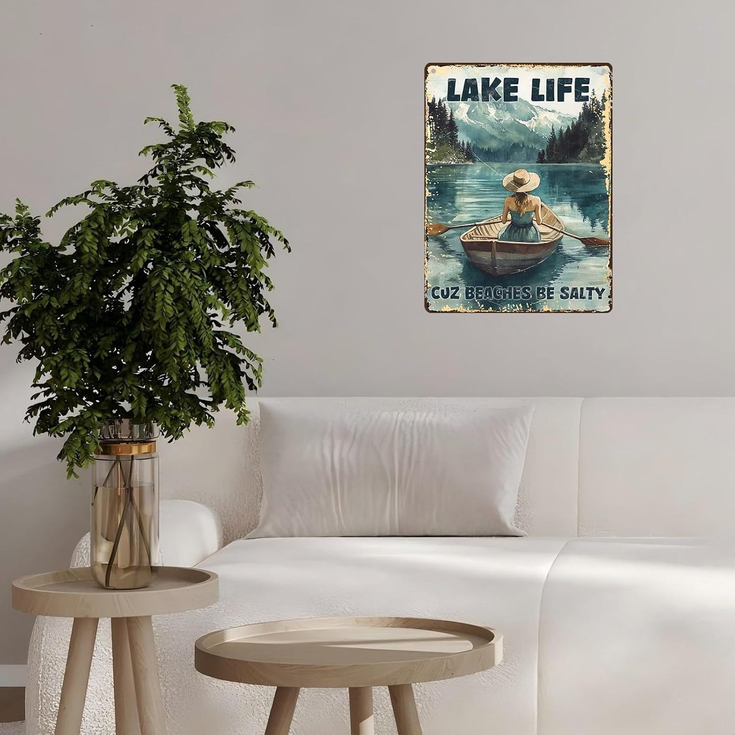 Vintage Lakehouse Tin Sign Lake Life Cuz Beaches Be Salty Retro Wall Decor Nostalgic Art Funny Metal Poster Indoor Store Cafe Toilet Kitchen Garden Plaque Bar Pubs Man cave 12 * 16inch