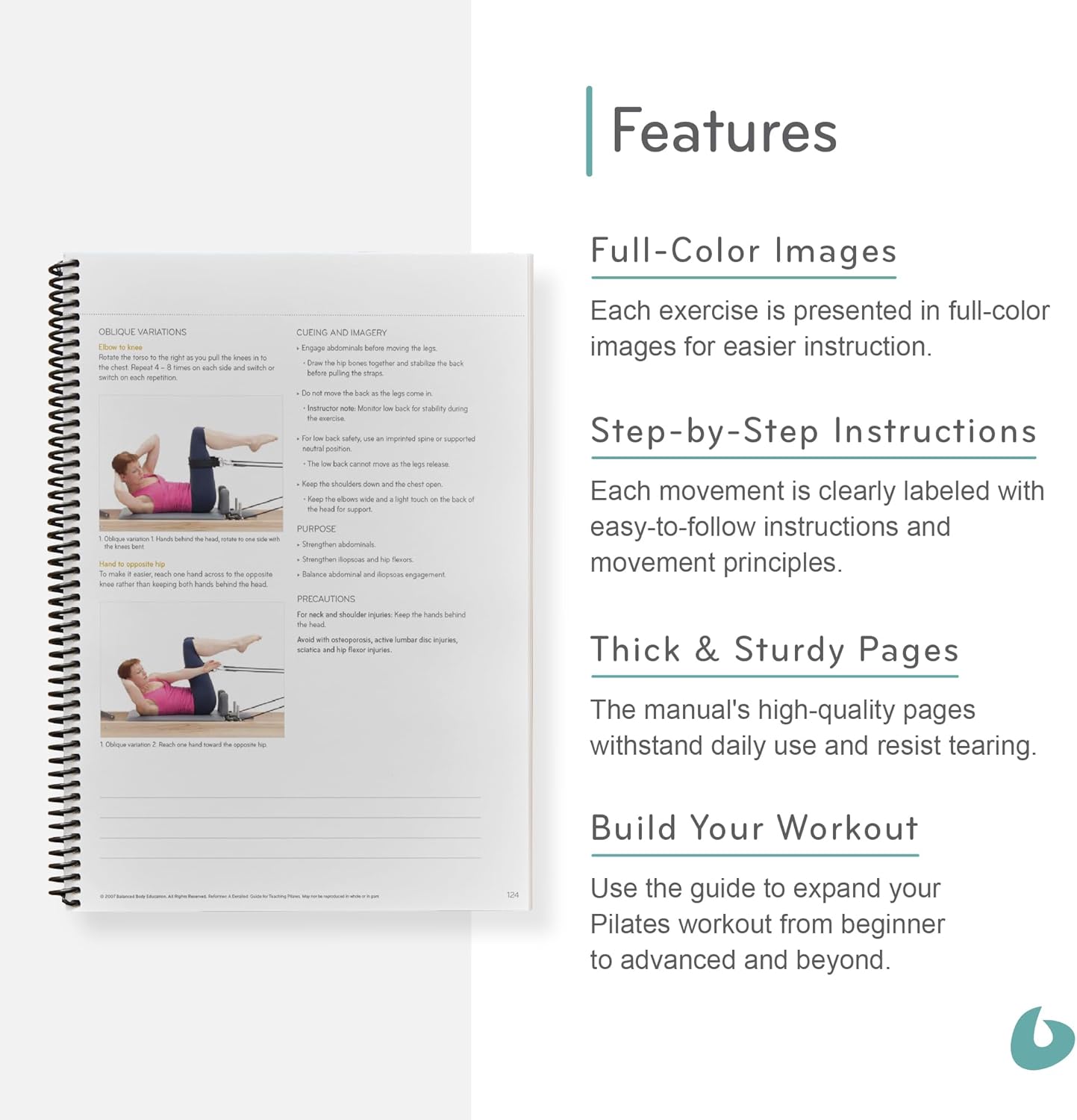 Balanced Body Reformer Guide, Pilates Reformer Guide for Workout Equipment, for Home Gym or Studio Use