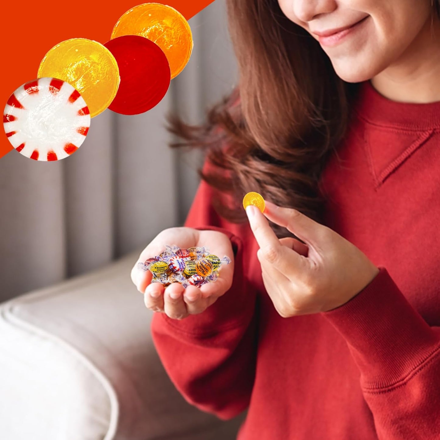 Sugar Free Hard Candy Assortment - 1 Pound Bulk Bag (Approx 80 Count), Butterscotch, Lemon, Cinnamon, Peppermint Starlight Sugarfree Candy, Diabetic and Keto Friendly Zero Sugar Hard Candies, Individually Wrapped