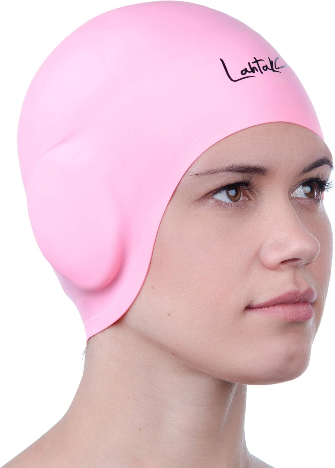 3D Swim Caps - Ear Protection Swimming Cap for Women & Men - Silicone, Waterproof - Fits Long & Short Hair - Adult & Youth