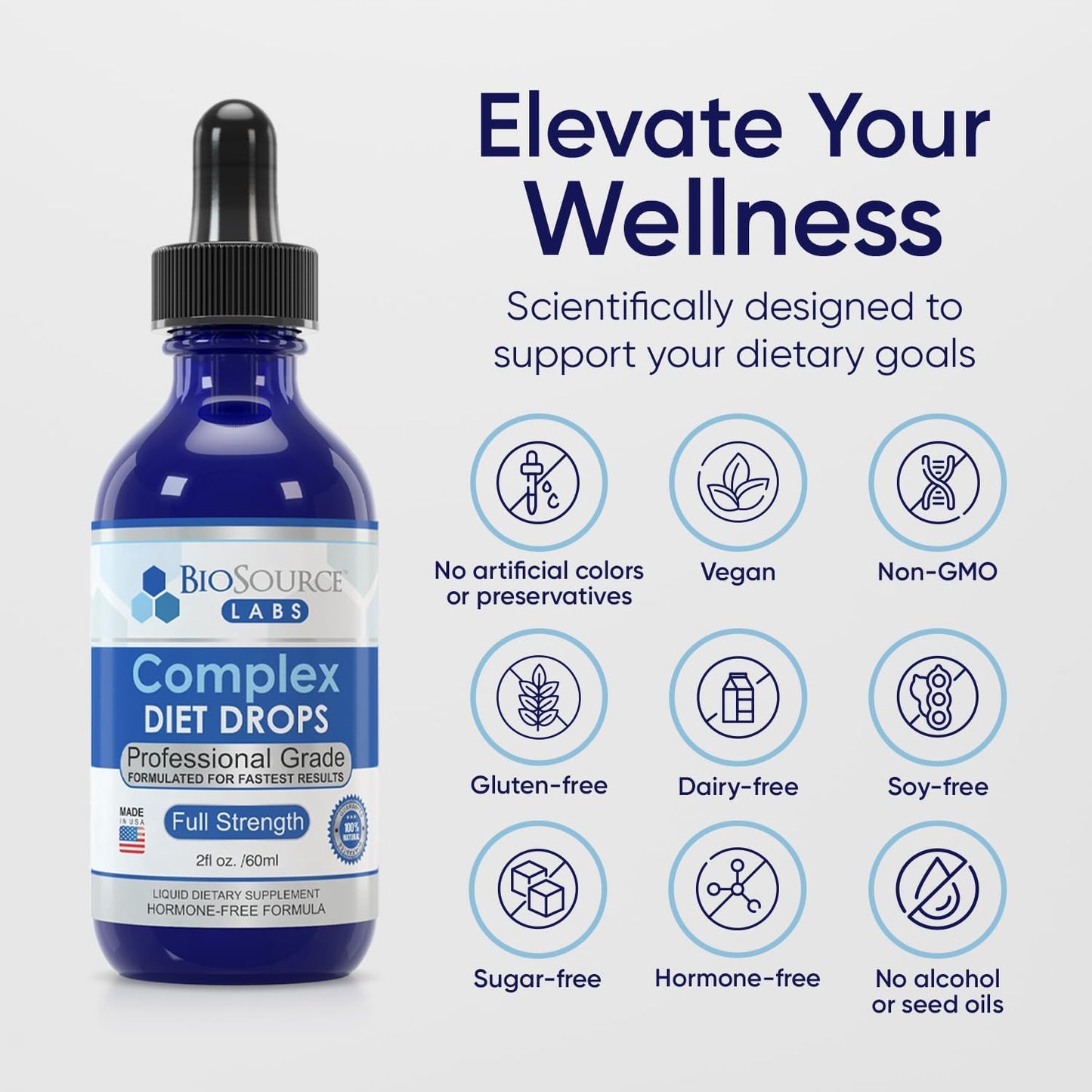 Complex Diet Drops – Best Natural Drops for Men and Women (1 Bottle, 2 fl oz) - 30 Day Supply