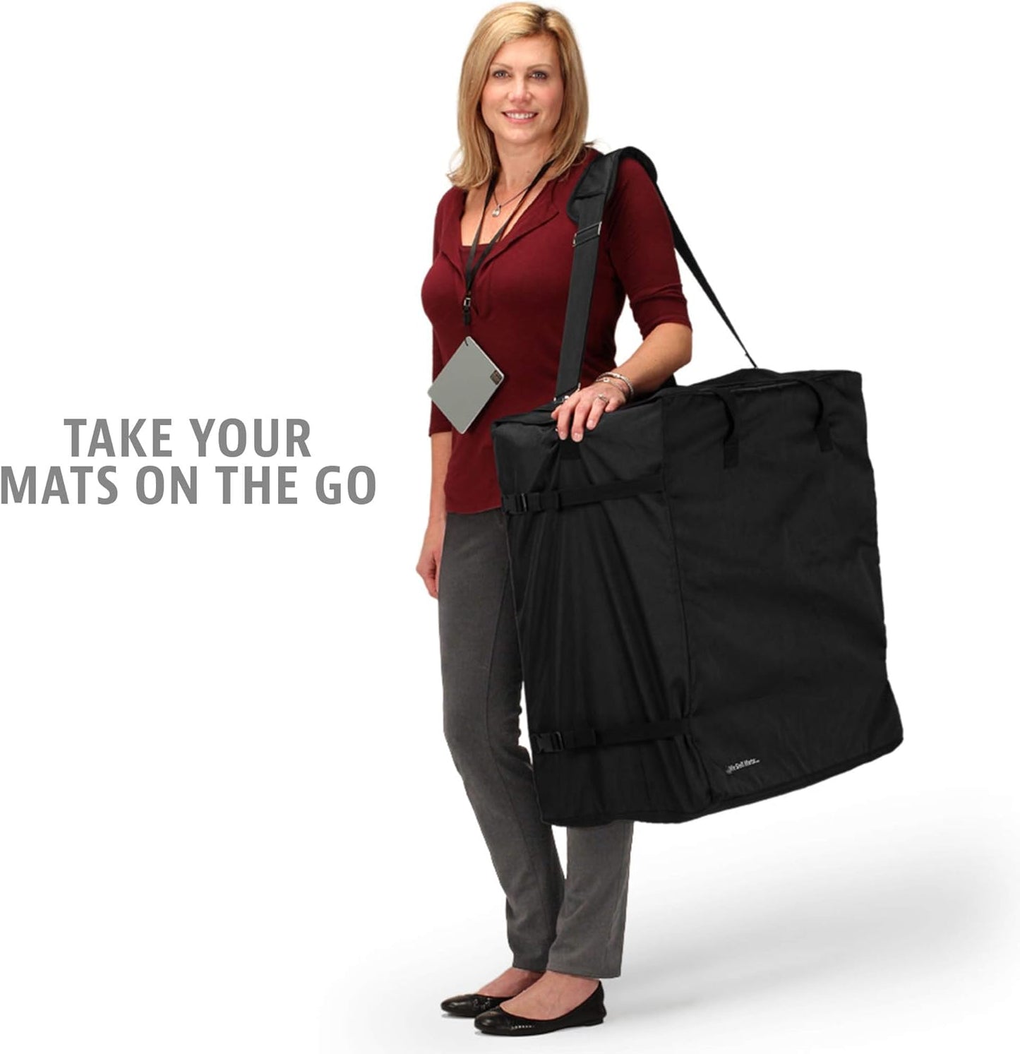 We Sell Mats Shoulder Bag for Carrying Tradeshow Flooring, Interlocking EVA Foam Mats & Other Tiles, Black, 25 in x 25 in x 14 in (BAGC)