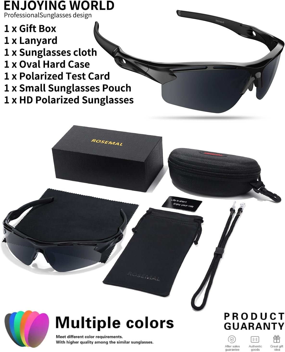 Polarized Sports Sunglasses for Men Women,UV400 Protection Sunglass for Running Cycling Fishing Hiking TR90