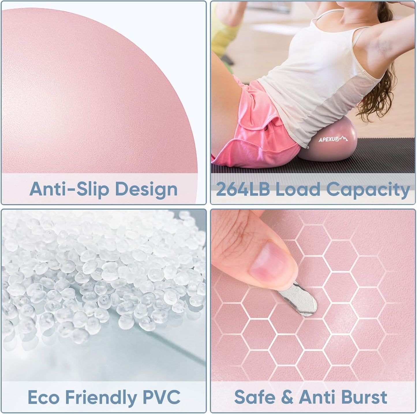 APEXUP Yoga & Pilates Ball - Anti Slip Heavy Duty Gym Ball for Fitness, Balance & Core Workout