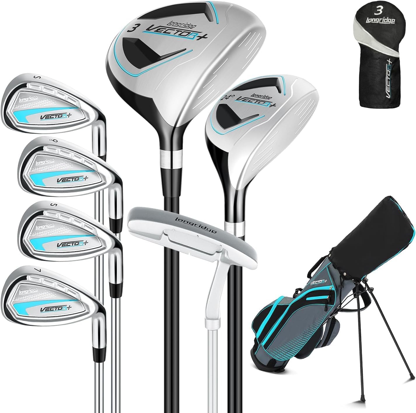8 Pieces Complete Golf Club Set – Full Set with Bag, Fairway Wood, Hybrid, Irons, Putter – Lightweight, Beginner Friendly, Premium Quality, Distance & Accuracy, Easy to Use for Men & Women