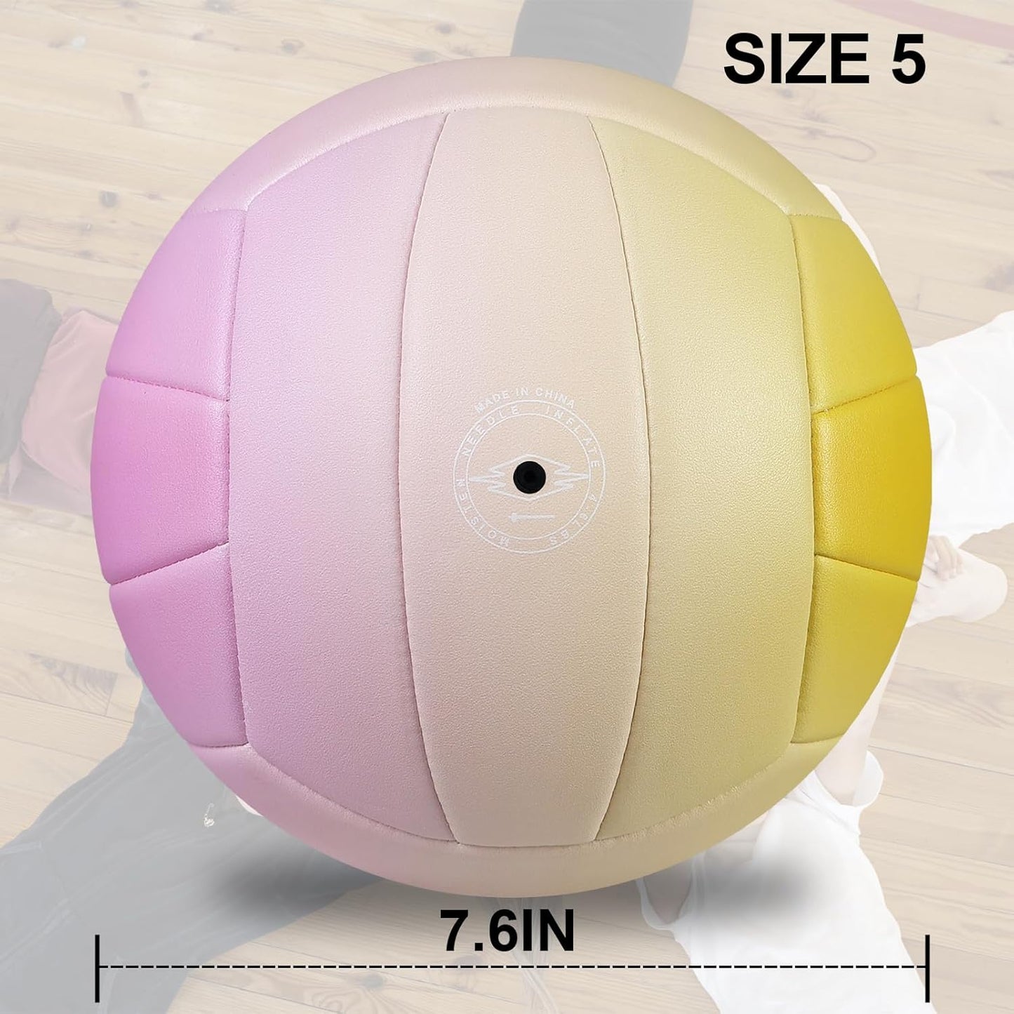 Size 5 Volleyball - Durable PU Leather, Indoor/Outdoor. Soft Control, Great Airtightness for Training/Games. Ideal for All Ages