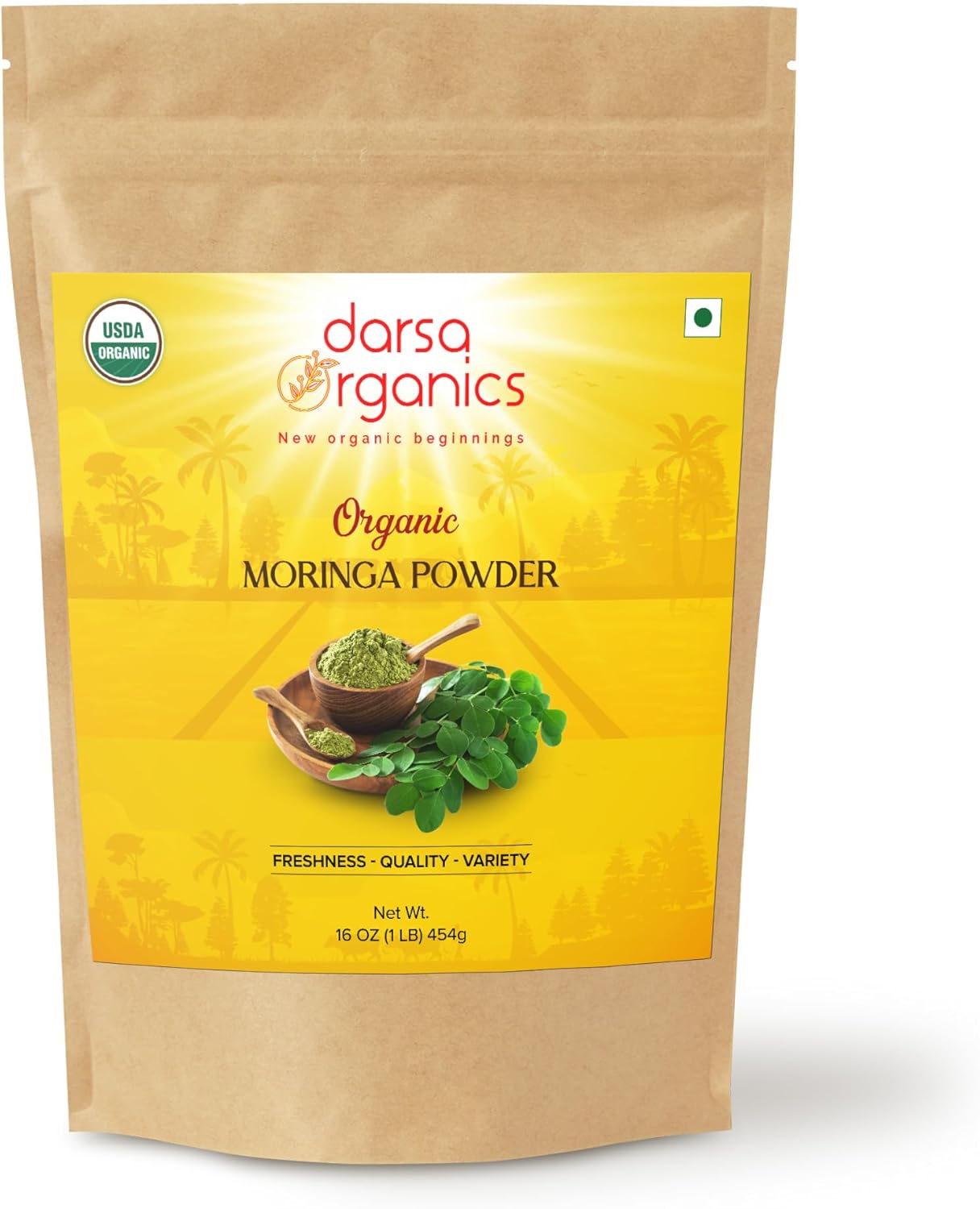 USDA Organic Moringa Powder 1 lb – Premium Moringa Oleifera Leaf Powder | Non-GMO, Gluten-Free, Vegan Superfood – Raw, Pure, Nutrient-Rich Moringa for Smoothies, Cooking & Baking