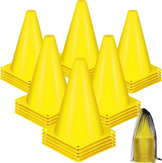 Syhood 30 Pack 7 Inch Plastic Traffic Cones Sports Training Agility Marker Mini Cones for Soccer, Skating, Football, Basketball, Indoor and Outdoor Games Sports Practice Equipment