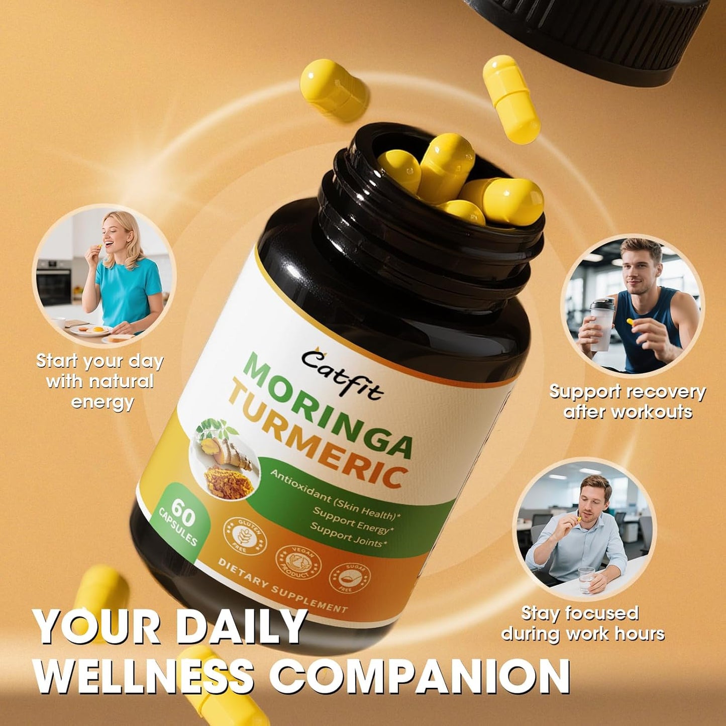 Moringa Capsules 10-in-1 Superfood Supplement – Turmeric Curcumin, Bromelain & Black Pepper – Supports Mobility & Recovery, Energy, Digestion, Immunity & Skin Vitality – Vegan, Non-GMO, Gluten-Free