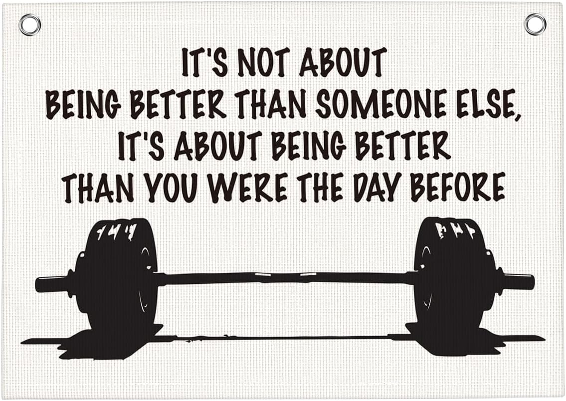 It's Not About Being Better Than Someone Else Gym Motivational Wall Art Banner Dorm Posters Gifts for Guys Men Women Gym Flag Decor for Home Gym Bedroom Workout Room 30x20 Inchs