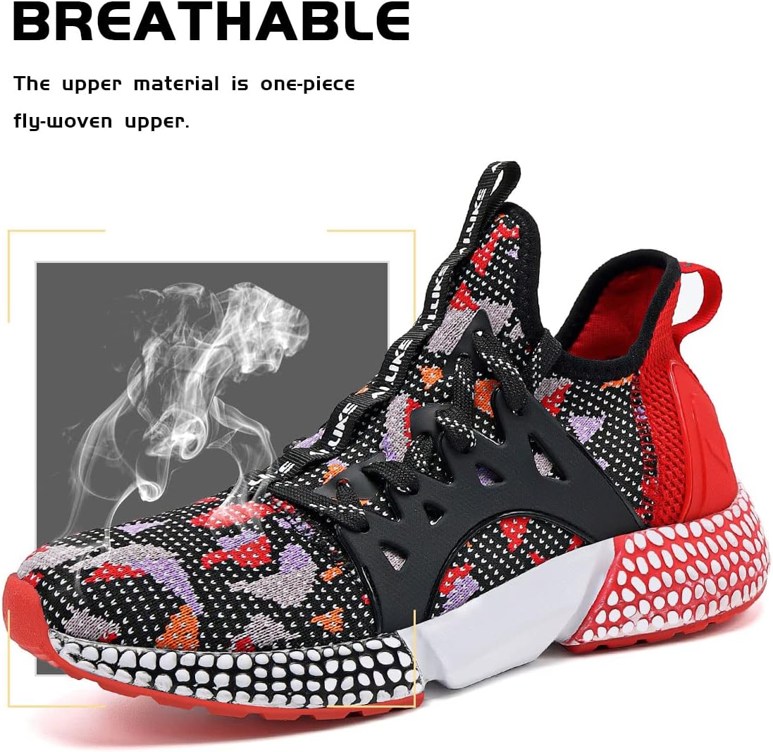 WETIKE Boy's Shoes Mesh Slip on Lightweight Running Sneakers