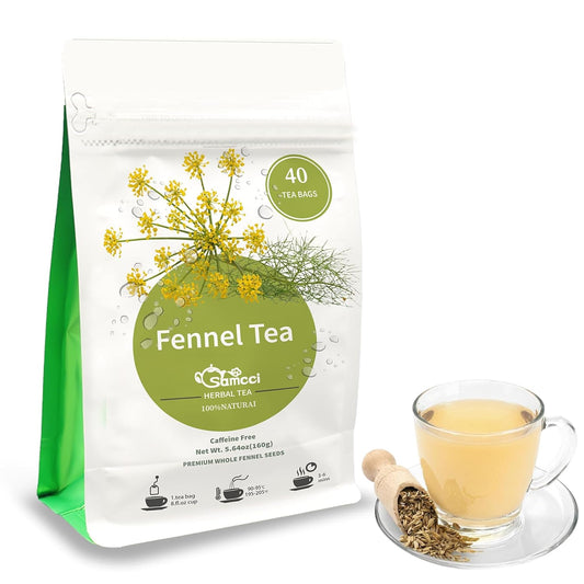 Samcci - Fennel Tea,4g×40 Teabags,100% Natural & Pure Fennel Seeds Herbal Tea - Non-GMO - Caffeine-free - Helps Improve Digestion & Immune System