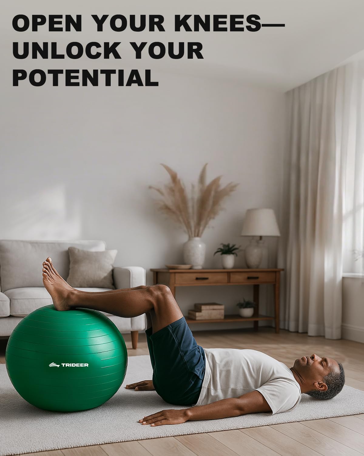Trideer Exercise Ball for Physical Therapy & Workout - Swiss Ball for Core Strength & Balance