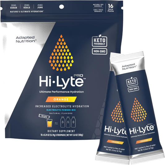 Hi-Lyte Pro Hydration Packets - 16 Individual Drink Packets | Orange | Flavored Electrolyte Powder | Sugar-Free, Zero Carb, Zero Calorie