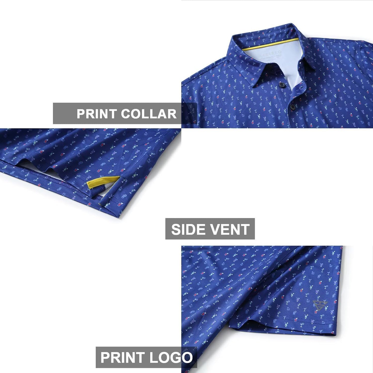 Men's Golf Polo Shirts Short Sleeve Striped Performance Moisture Wicking Dry Fit Golf Shirts for Men