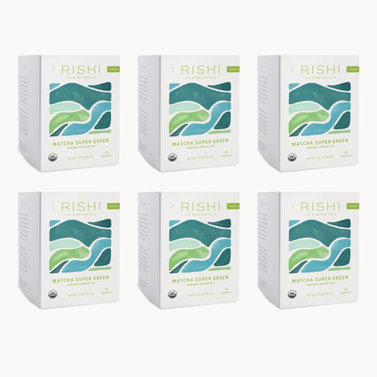 Rishi Tea Matcha Super Green Japanese Tea - Organic, Caffeinated Sachet Bags, Umami, Antioxidant Rich Sencha & Matcha Blend - 15 Count (Pack of 6)