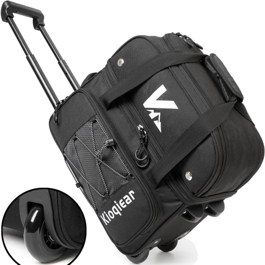 Double Roller 2 Ball Bowling Bag with Large Separate Shoe Compartment and Oversized Accessory Pocket, 36" Extendable Handle.