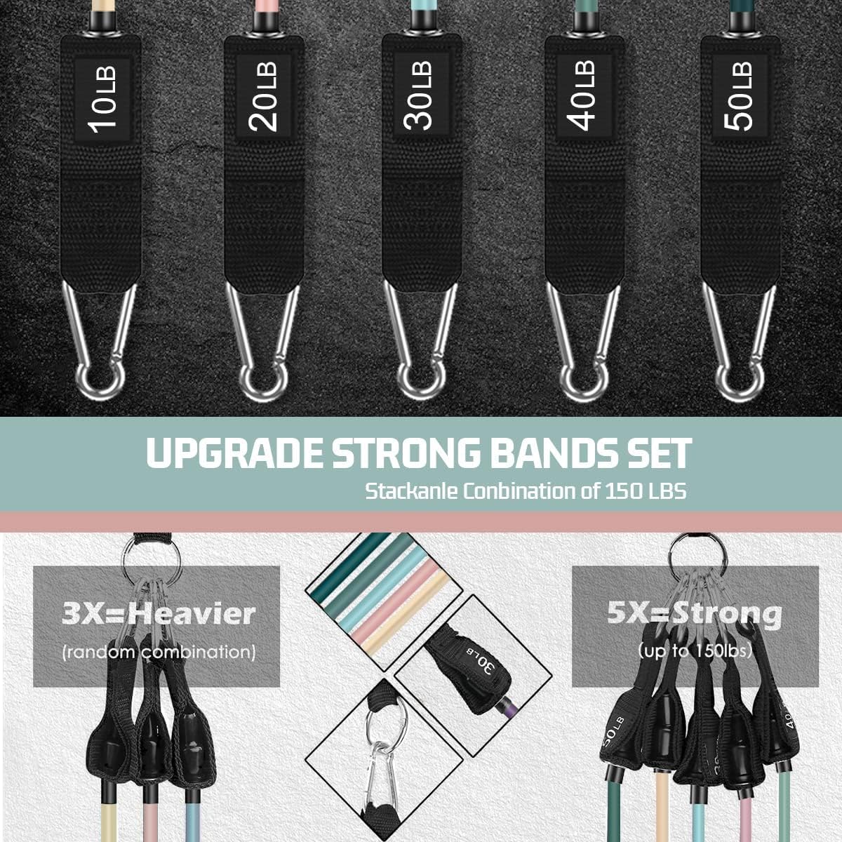 VEICK Resistance Bands, Exercise Bands, Workout Bands, Resistance Bands for Working Out with Handles for Men and Women, Exercising Bands for Fitness Weights Work Out at Home