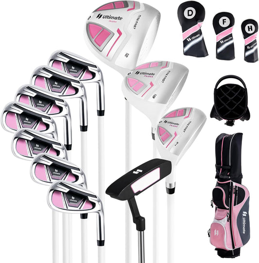 ULTIMATE Women's Complete Golf Club Set, 9/11pcs Right Handed Ladies Golf Clubs Set w/ 460cc Alloy Driver, #3 Fairway Wood, Hybrid, #6/#7/#8/#9/#P Irons & Putter