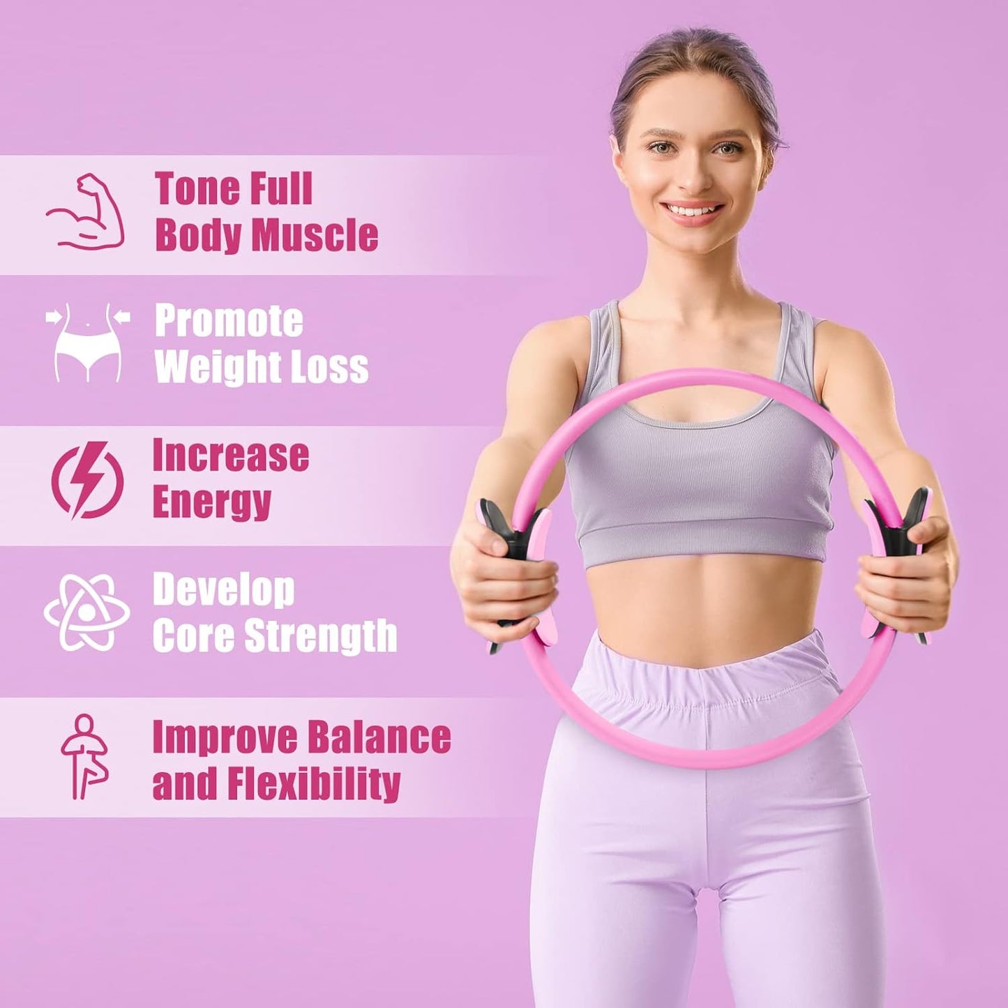 RitFit Pilates Ring Circle - 14 Inch Magic Fitness Circle for Toning Inner & Outer Thighs, Bonus Workout Guide Included