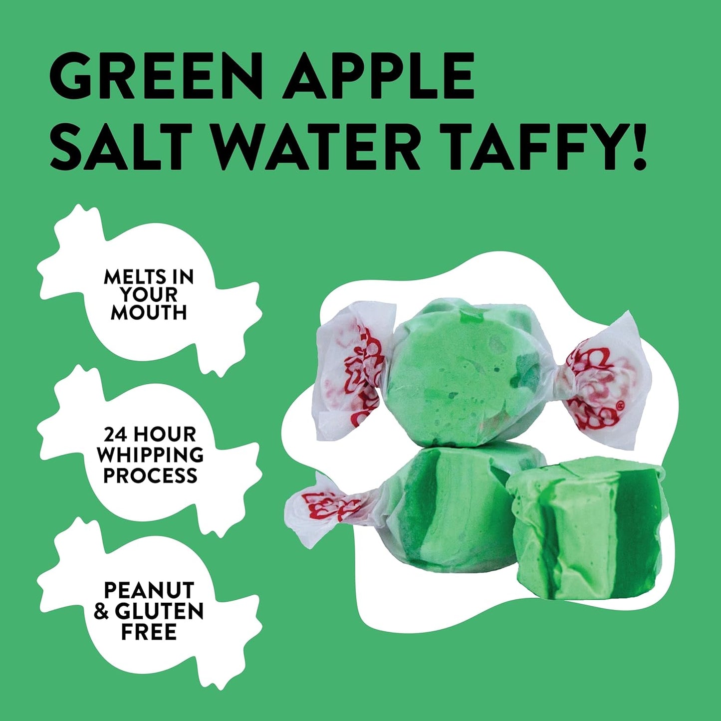 Taffy Town Saltwater Taffy, Green Apple, 2.5Lb