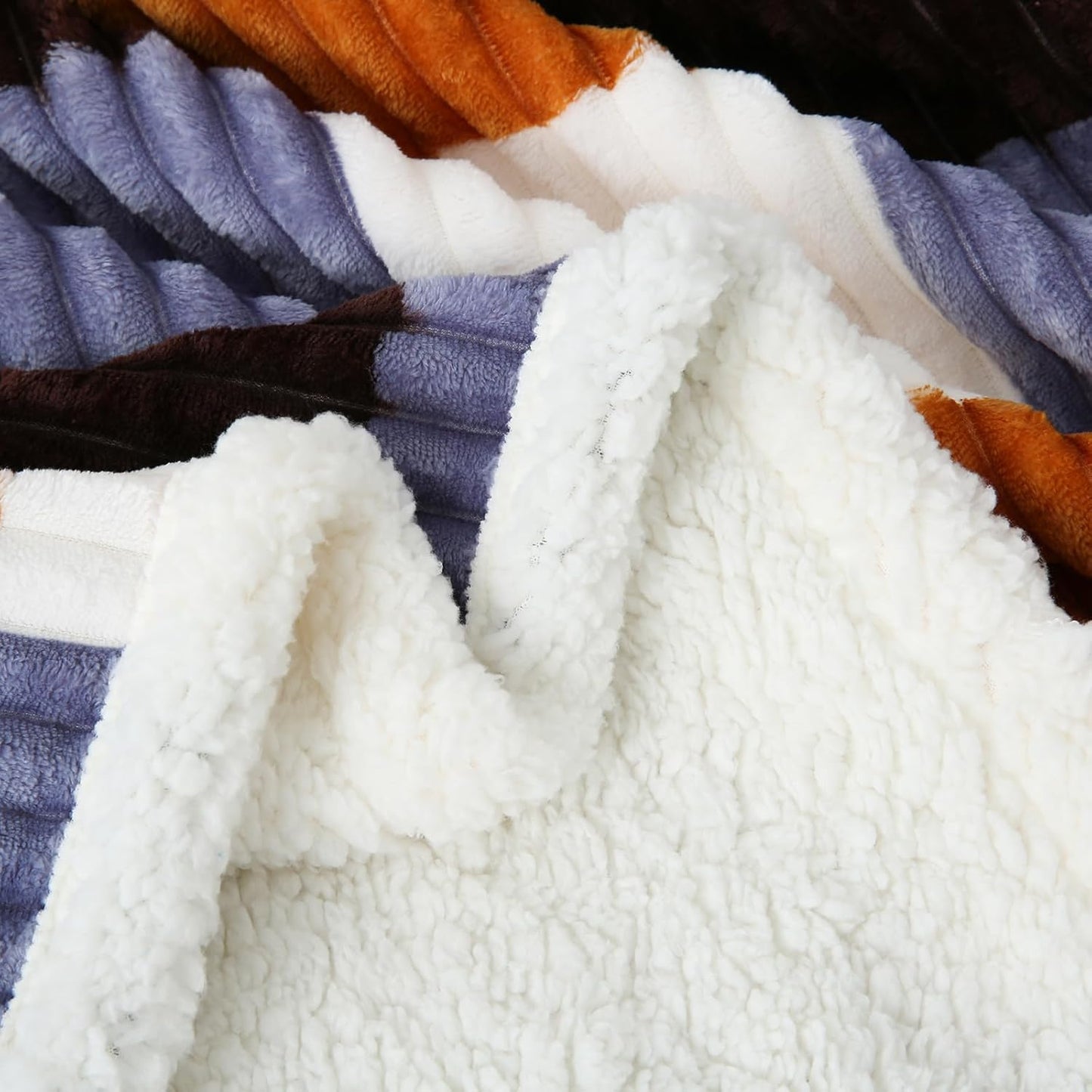 PU MEI Sherpa Blanket Twin Plaid Thick Bed Blanket, 60”*80” Super Soft Flannel Fuzzy Fleece Reversible Velvet Plush Warm Blanket for Couch (Brown Orange Check)