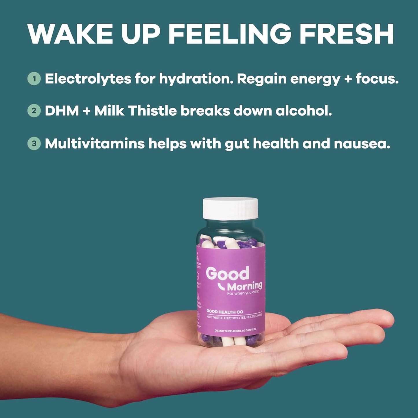 Good Morning Hangover Pills [3-Pack Kit] | Drinking Relief + Liver Support with Milk Thistle + DHM. Prevent Dehydration with Electrolytes for Better Mornings.