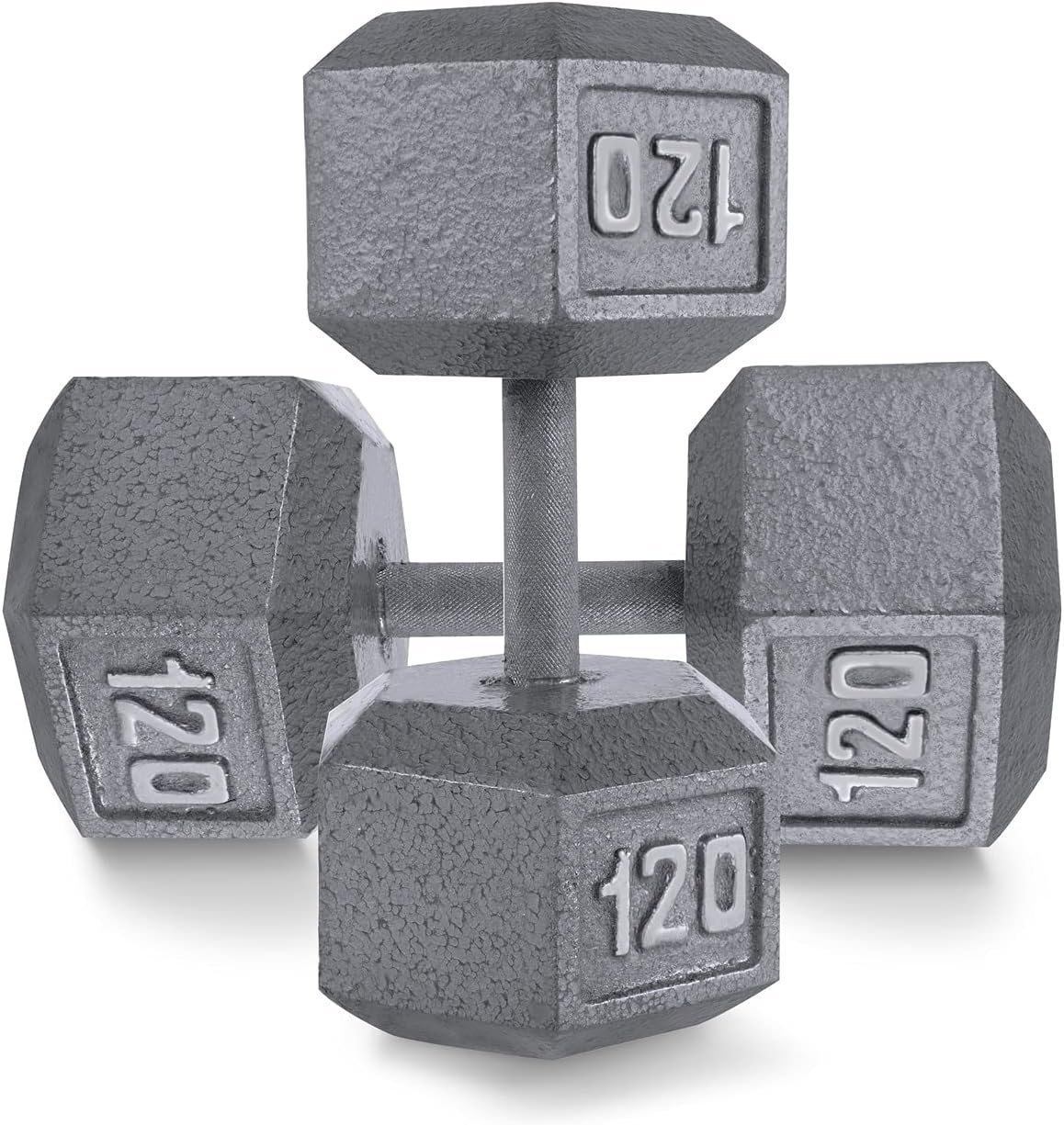 WF Athletic Supply Cast Iron Solid Hexagon Gray/Black Dumbbells, Strength Training Free Weights Set of 2 for Women and Men, Hand Weights Sold by Pairs, Multi-Select Size Options Available