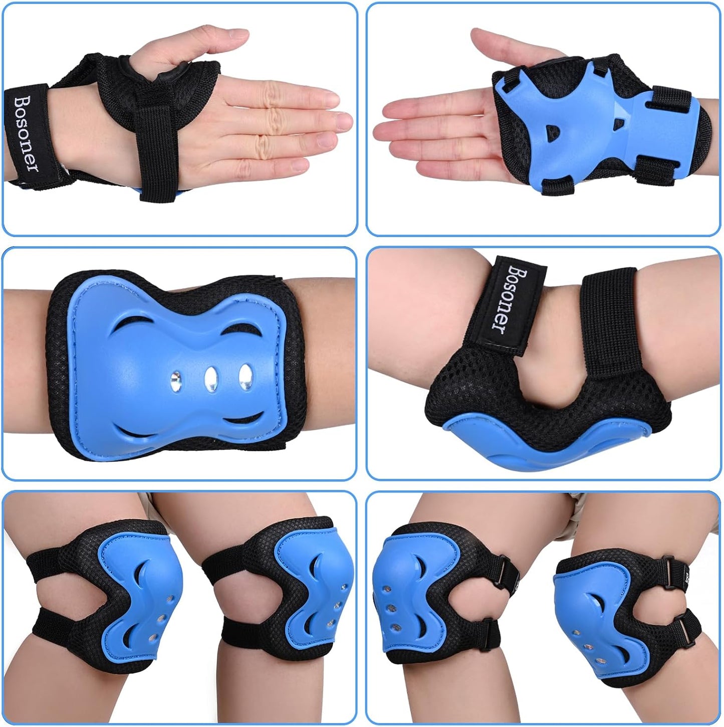 BOSONER Kids/Youth Knee Pad Elbow Pads Guards Protective Gear Set for Roller Skates Cycling BMX Bike Skateboard Inline Skatings Scooter Riding Sports