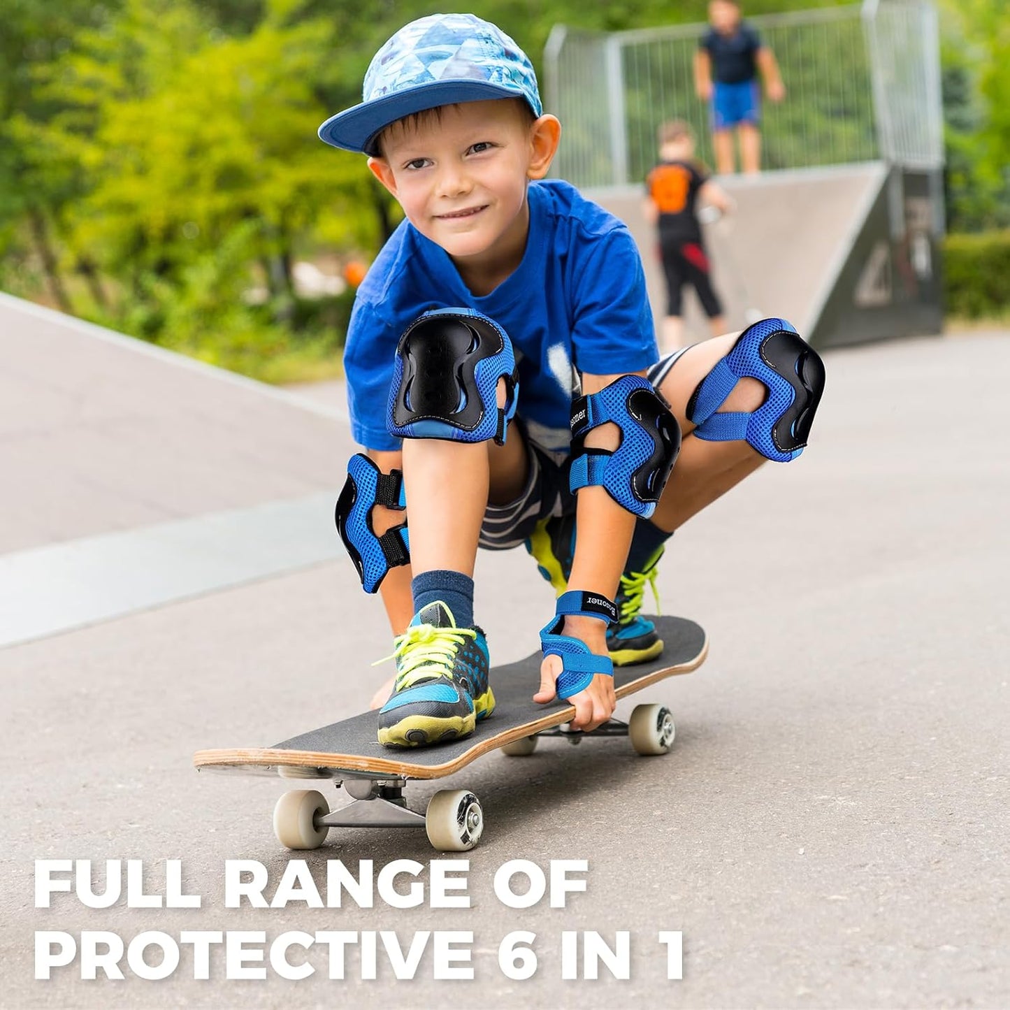 BOSONER Kids/Youth Knee Pad Elbow Pads Guards Protective Gear Set for Roller Skates Cycling BMX Bike Skateboard Inline Skatings Scooter Riding Sports