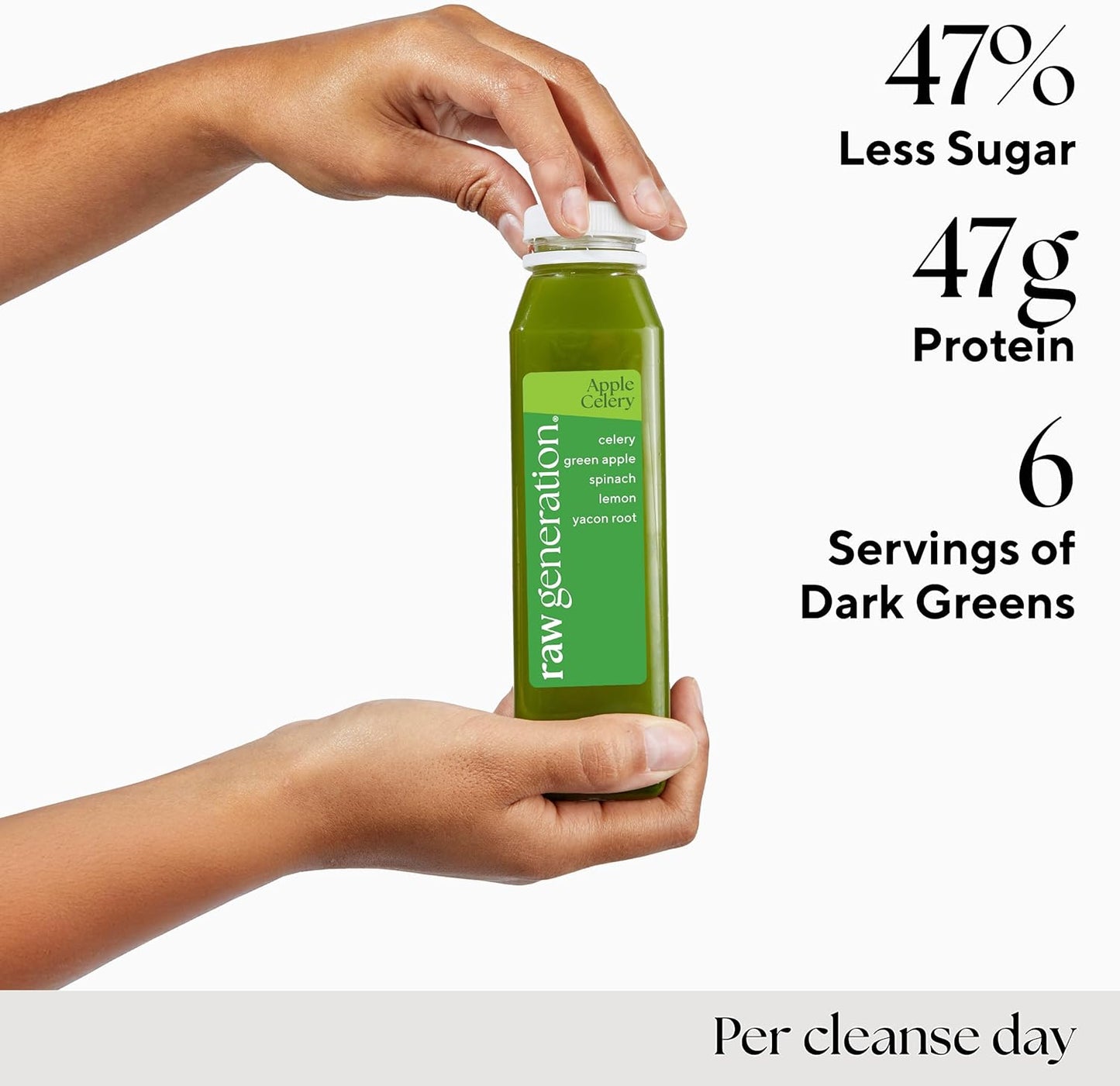 Raw Generation 5-Day Lower Sugar Cleanse - Boost Digestion & Eliminate Bloating/Gut, Colon, Liver/Less Sugar & 35gProtein Daily/Non-GMO, 100% Plant-Based Juices