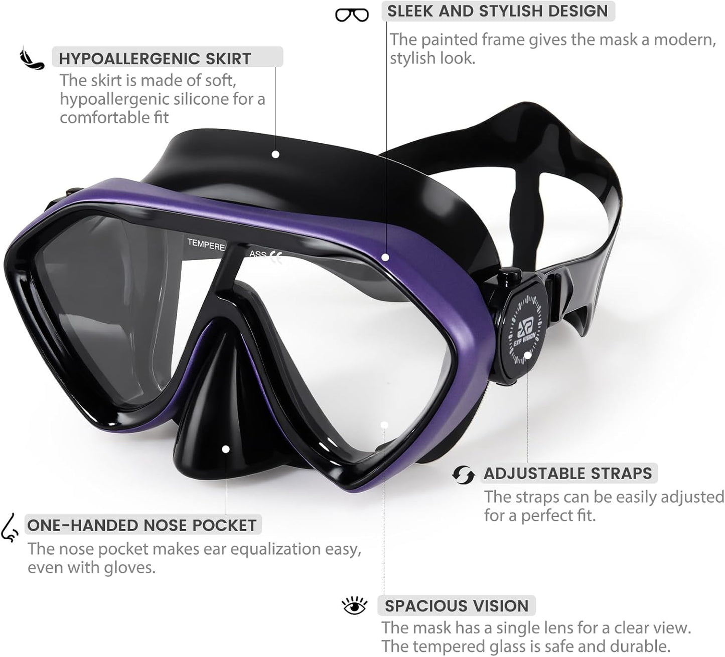 Scuba Diving Mask for Adults - Premium Anti-Fog Snorkeling Mask Comfortable & Leak-Proof Swim Goggles with Nose Cover for Scuba Diving, Snorkeling & Underwater Adventures