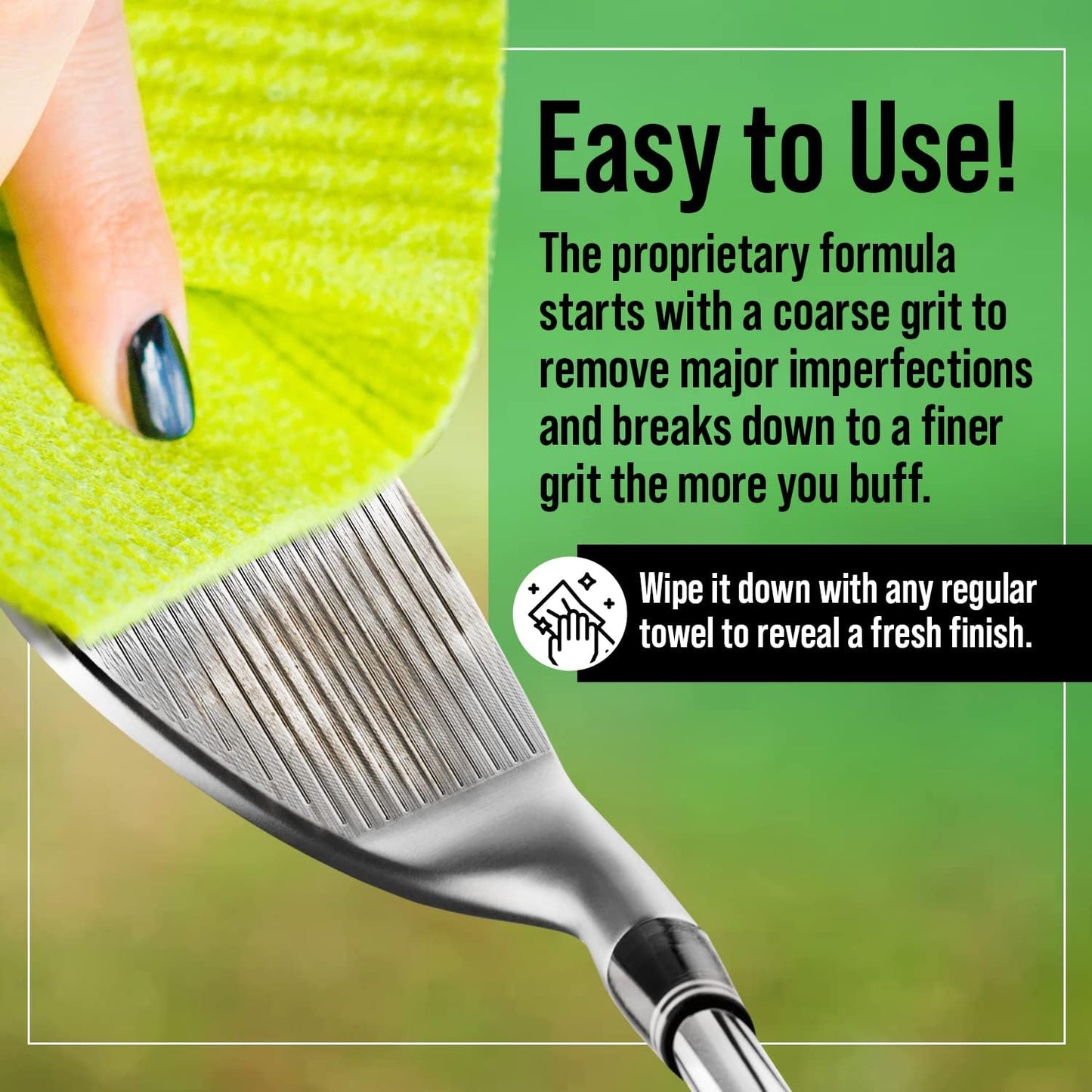 Golf Club Polish - Made In The USA Instant Golf Club Cleaner and Golf Club Scratch Remover - Cream Golf Club Polishing Kit / Golf Club Cleaning Kit - 8 oz of Metal Polish Compound - Golf Accessories