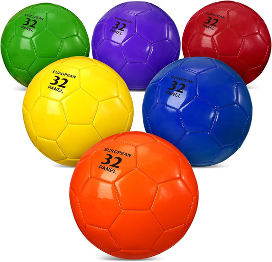 HyDren 6 Pcs Soccer Ball with Pump Colorful Official Soccer Ball for Kids Youth Adult Indoor Outdoor Soft Sport Gift for Training Practice Game
