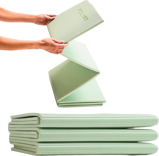Polyfit Foldable Yoga Mat for Travel and Home Workouts - 7mm Thick - Lightweight, Packable, and Easy to Store - Folding Workout Mat for Women & Men - For Stretching, Yoga & Pilates