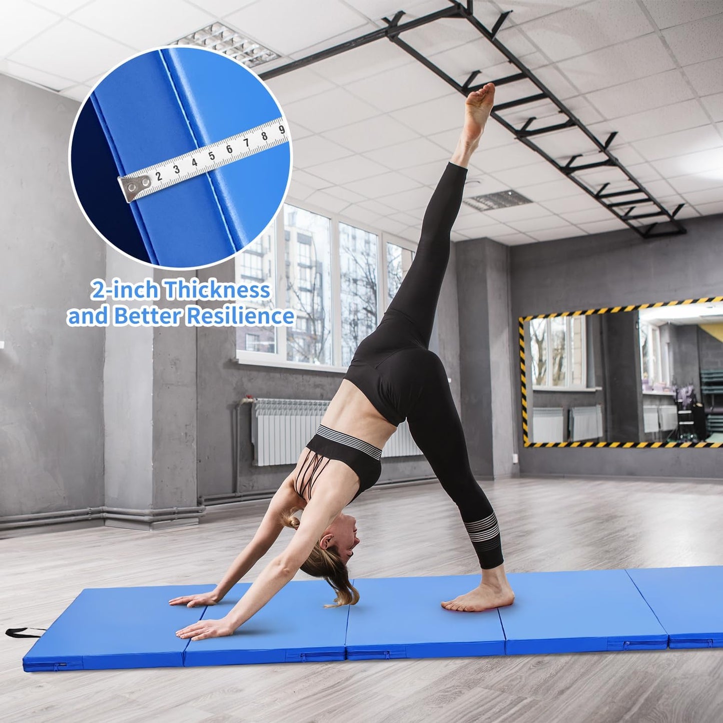 ZENOVA Gymnastics Mat 6'x3'x2''/4'x8'x2'' Exercise Mat Gym Mat for Home Aerobics Workout Foldable Tumbling Mat Children Gifts