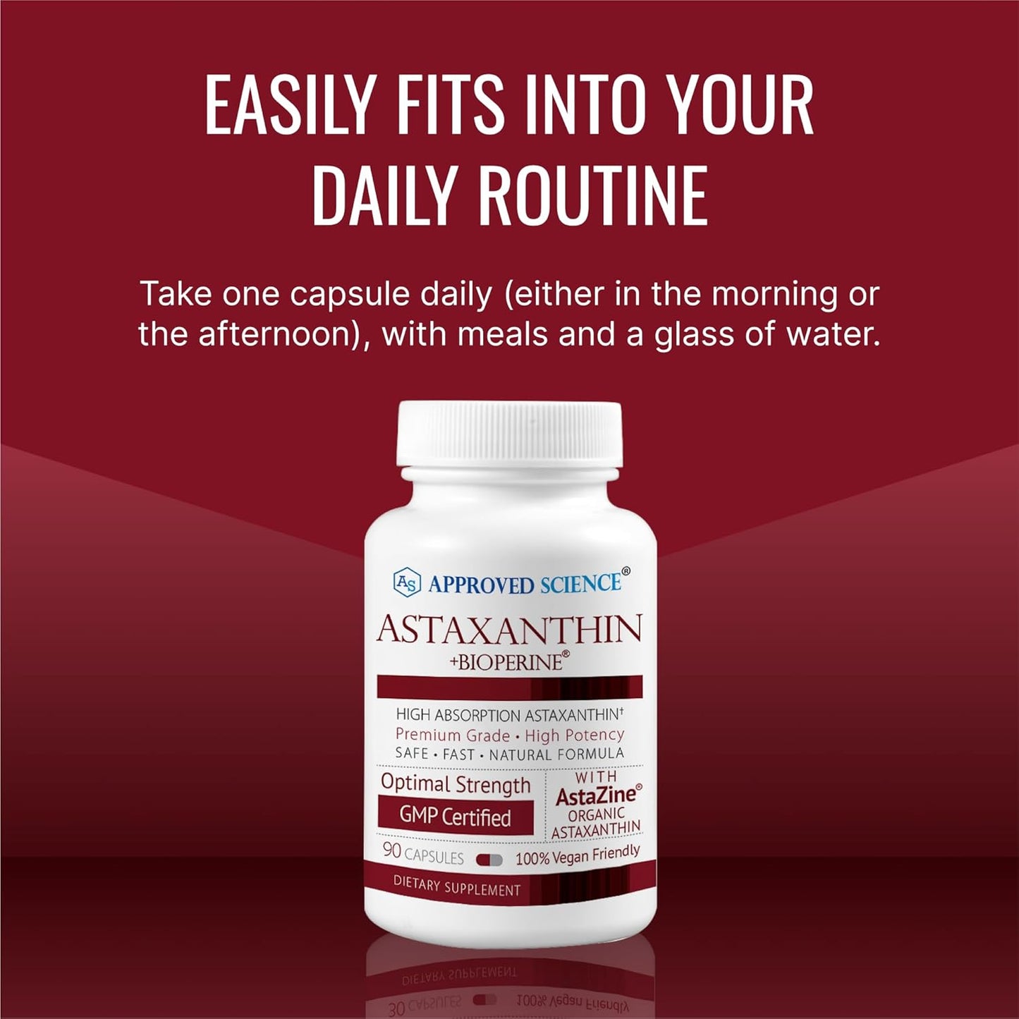 Approved Science® Astaxanthin 12 mg - Extra Strength Antioxidant - Supports Heart, Eyes, Skin - 180 Vegan Capsules - 6 Month Supply