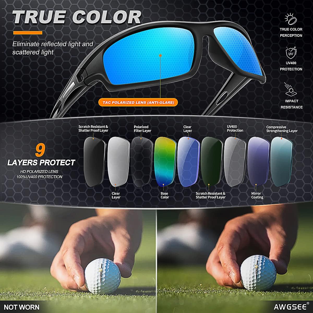 Polarized Sports Sunglasses for Men 100% UV Protection Wrap Around Unbreakable Sun Glasses for Fishing Driving