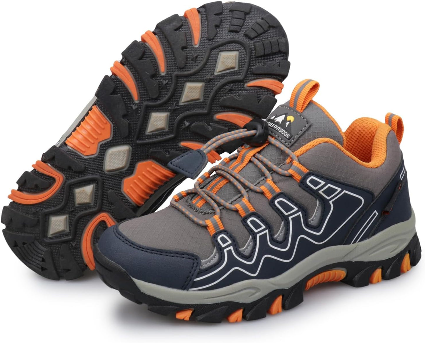 Boys Girls Hiking Trail Shoes Waterproof Slip Resistant Outdoor Trekking Walking Running Sneakers(Little/Big Kids)