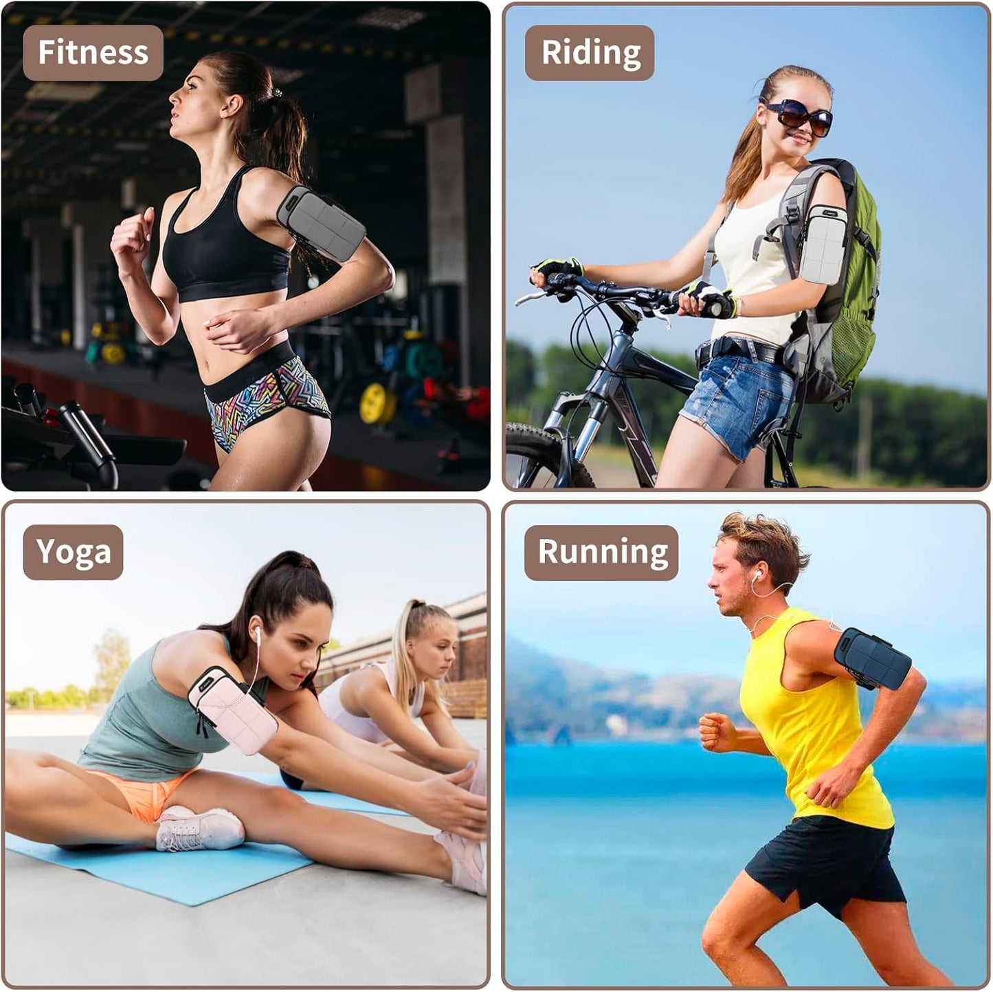 Phone Arm Bands for Running, Armband Cell Phone Holder for Exercise (Gray)