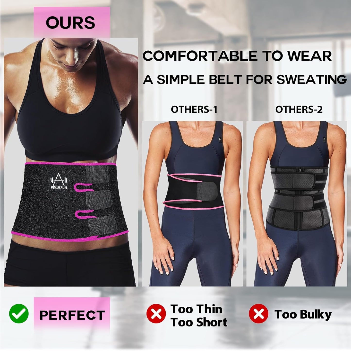 Waist Trimmer Belt Men Sweat Band Stomach Wrap, Waist Trainer for Women Workout