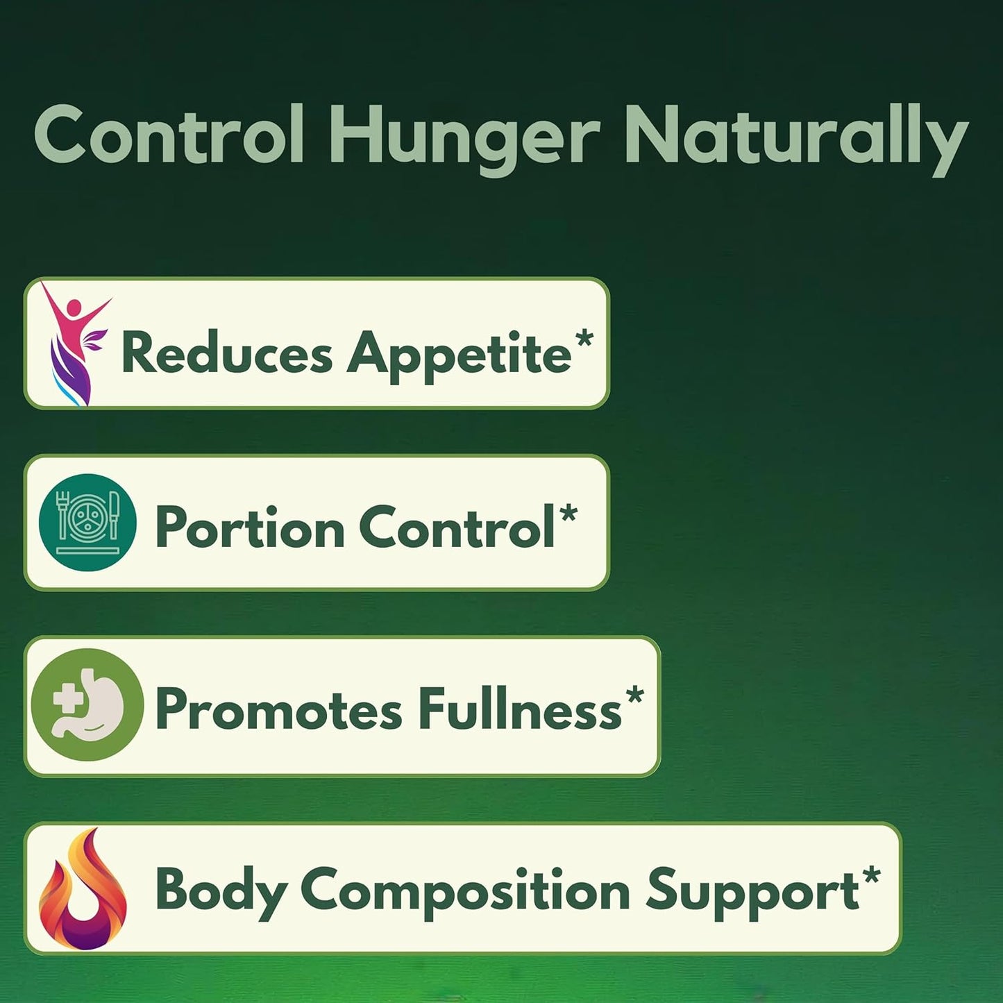 Natural Appetite Support Supplement for Women & Men, Clinically Studied Formula to Help Control Hunger & Cravings Naturally, Support Healthy Hormonal Balance, Holistic Daily Wellness – 60 Capsules