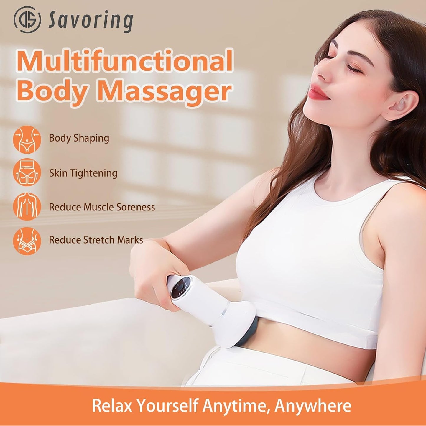 Cordless Body Massage Lymphatic Drainage Tool, 5-in-1 Handheld Body Sculpting Machine, Electric Cellulite Massager with 6 Speeds, Rechargeable & Portable Cellulite Roller for Thighs Butt Fat