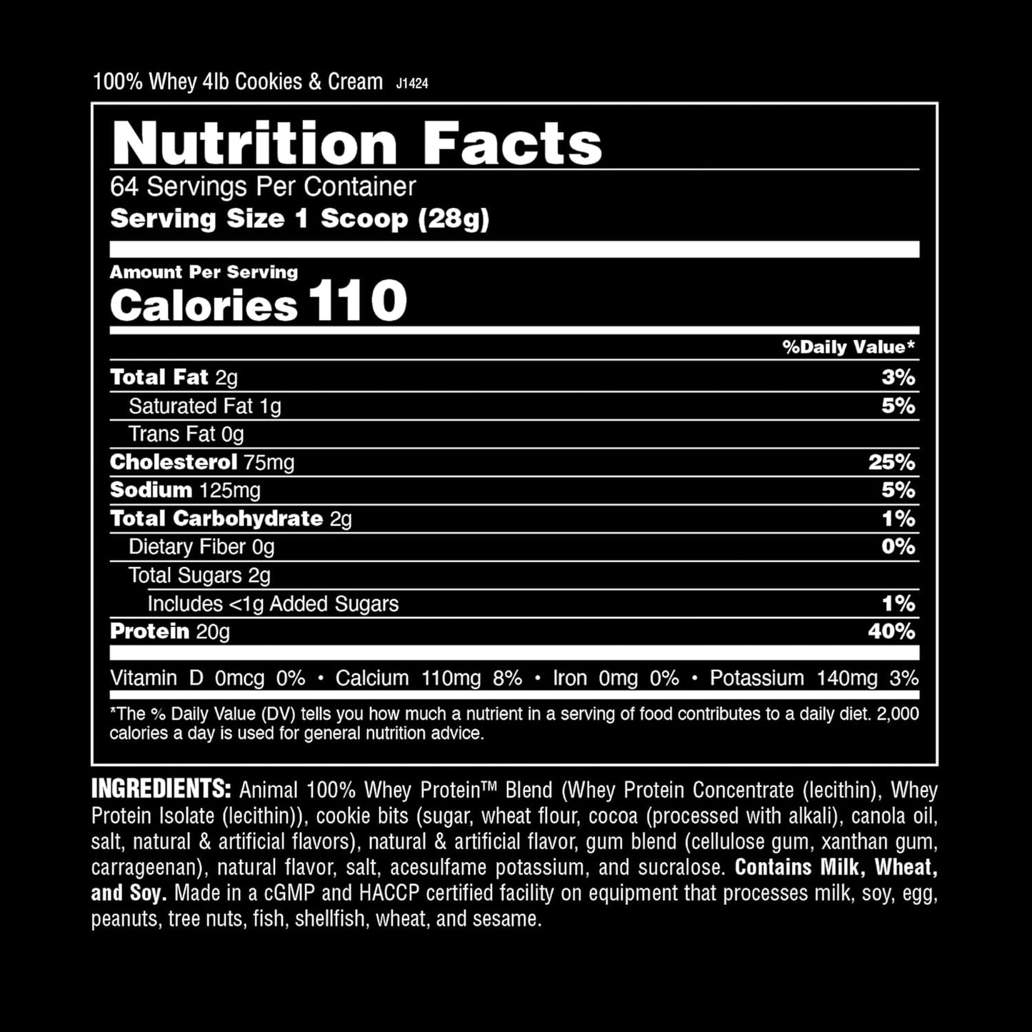 Animal 100% Whey Protein Powder – Whey Blend for Pre Workout or Post Workout, Recovery, Anytime Low Sugar Protein Boost Meal Replacement with BCAA Branched Chain Amino Acids – Cookies & Cream, 4 lb